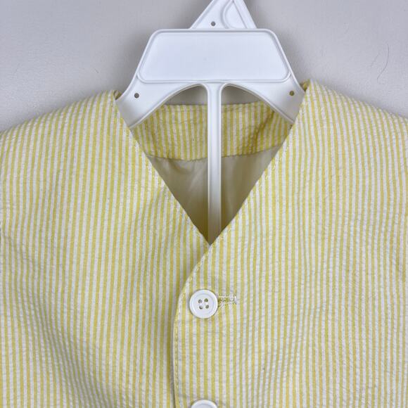 Vintage Yellow Seersucker Stripe Suit 6-12 Months USA - Picture 3 of 13